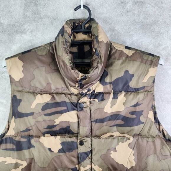 Mens Old Navy Camouflage Puffer Vest Jacket 100% Polyester Insulated Outerwear L - Picture 4 of 10